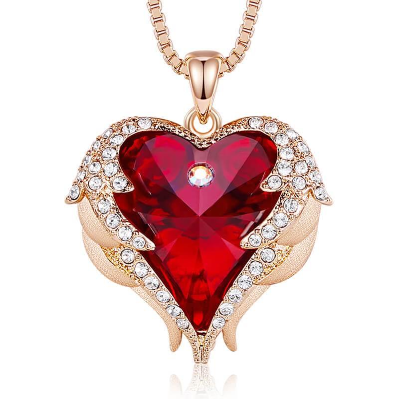 Angel Wings Heart Crystal Halo Necklace - Image 14