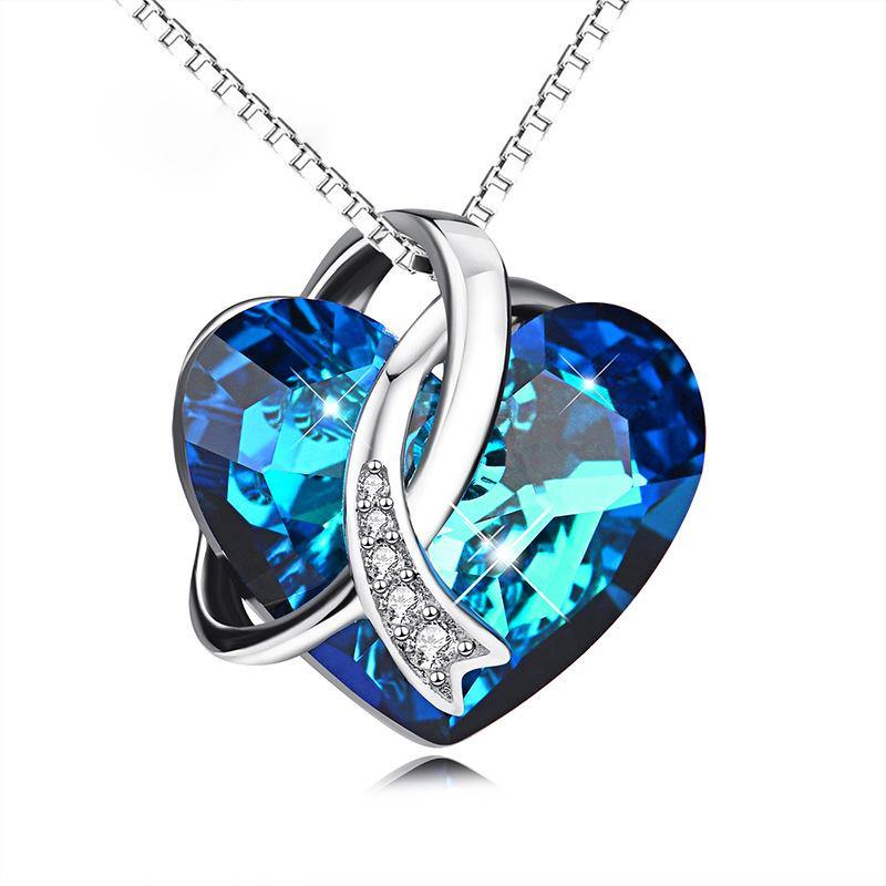 Cross Heart-Shaped Crystal Sterling Silver Necklace - Image 4