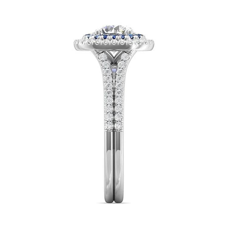 Double Halo Moissanite Split Shank Pave Engagement Ring - Image 5