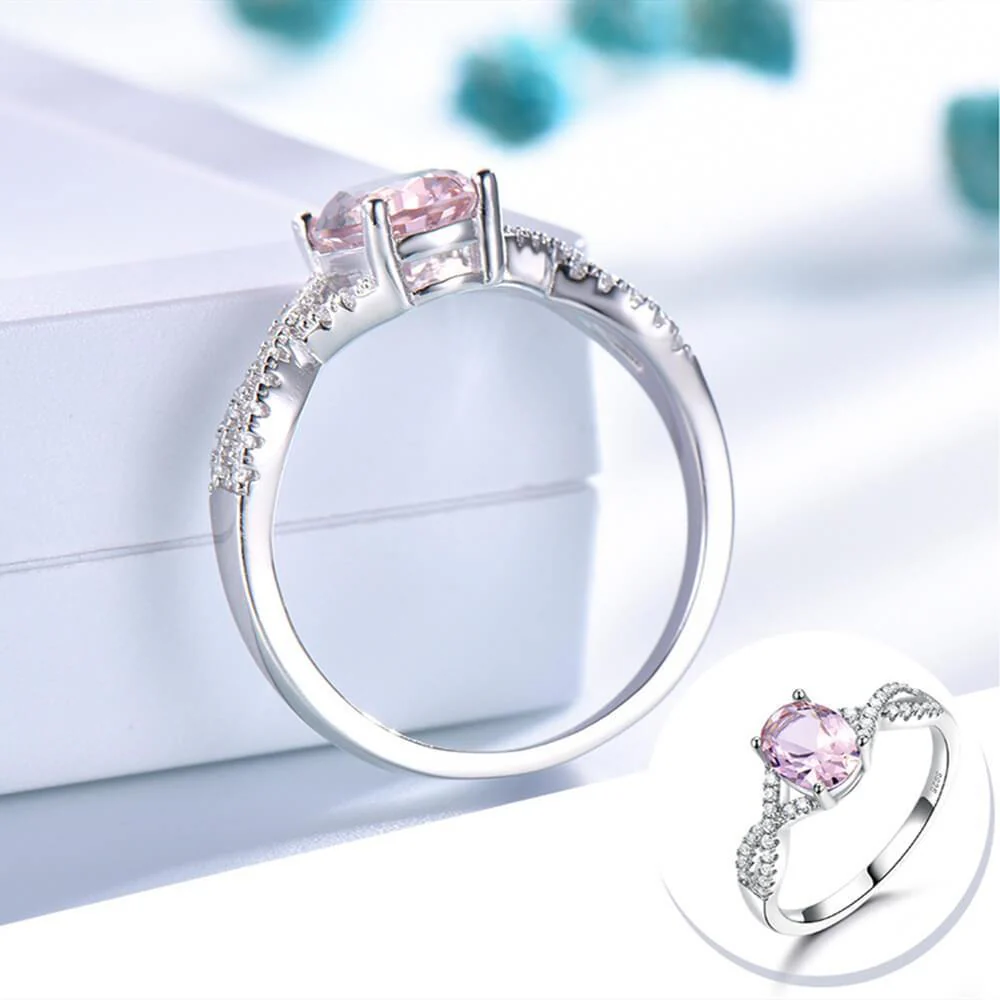 Oval Birthstone Infinity Pave Sterling Silver Ring - Image 5