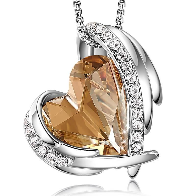 Heart Crystal Angel Wings Halo Necklace - Image 12