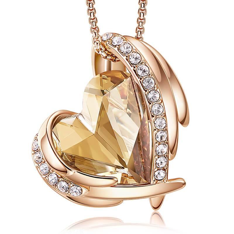 Heart Crystal Angel Wings Halo Necklace - Image 16
