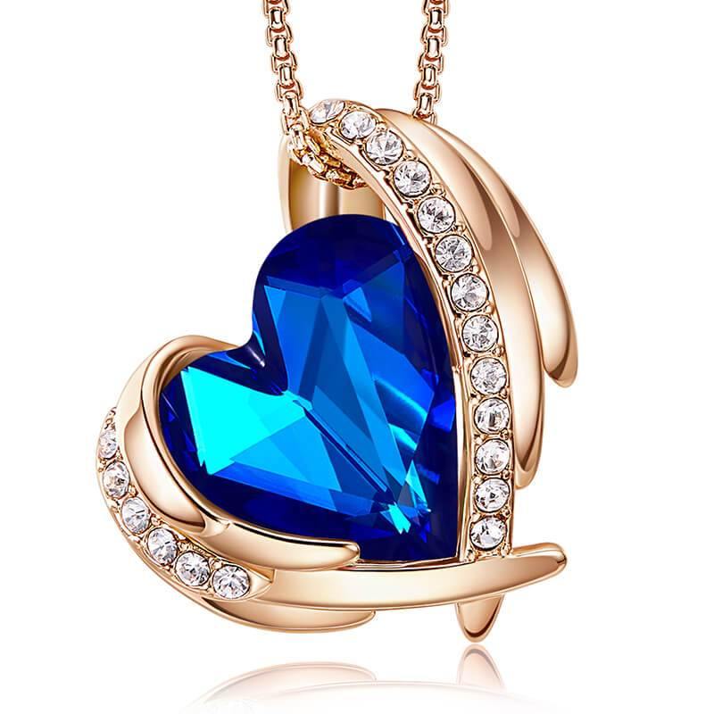 Heart Crystal Angel Wings Halo Necklace - Image 17