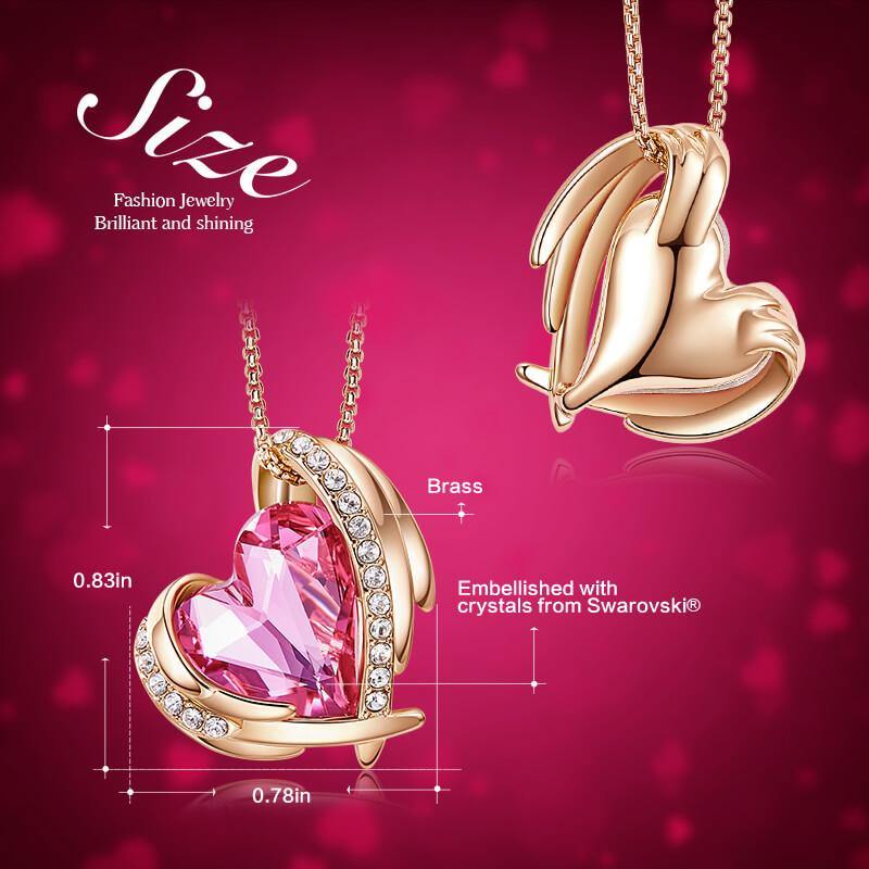 Heart Crystal Angel Wings Halo Necklace - Image 4