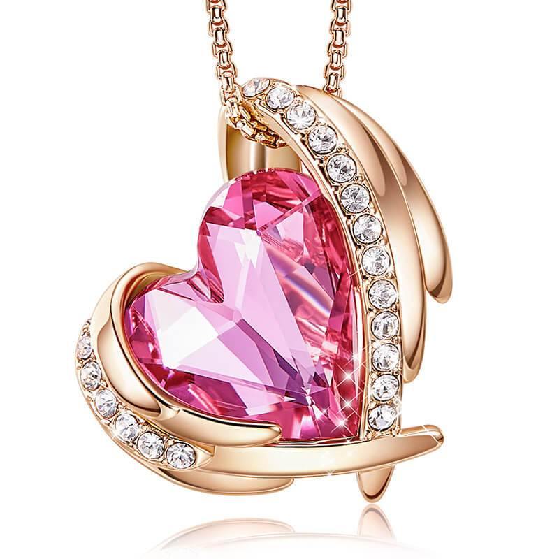 Heart Crystal Angel Wings Halo Necklace - Image 6