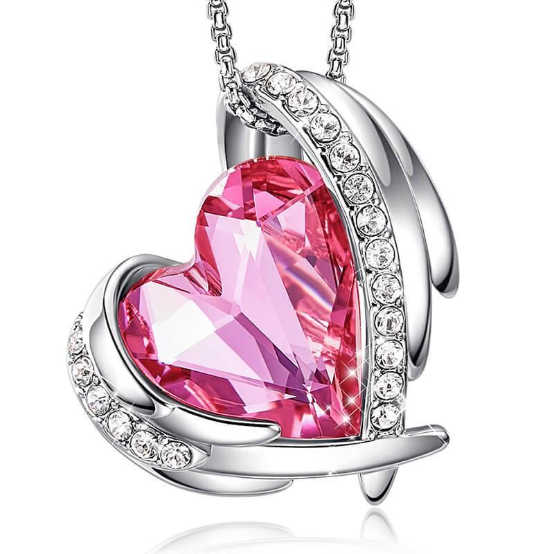 Heart Crystal Angel Wings Halo Necklace - Image 8