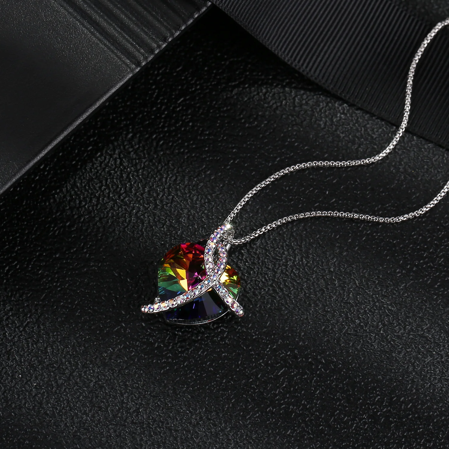 Love Heart Crystal Pave Necklace - Image 7