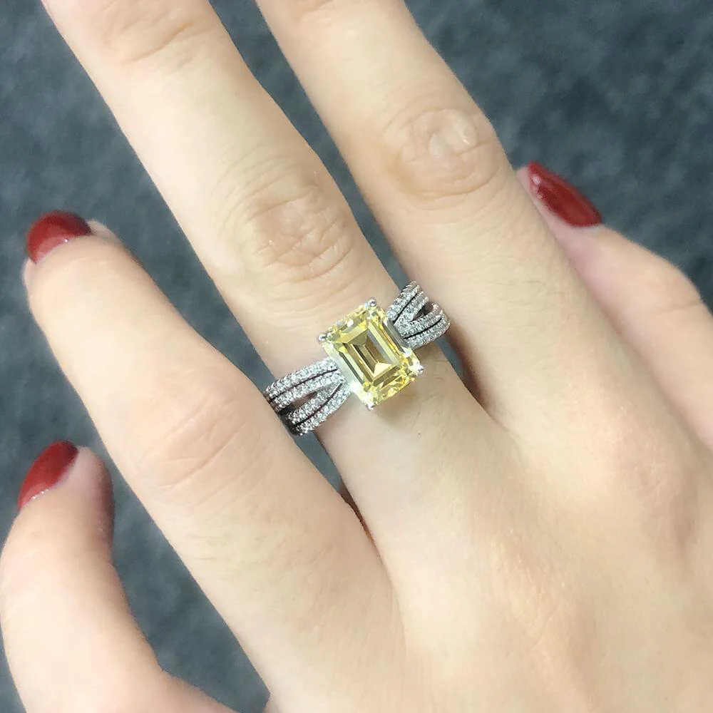 Luxury Baguette Gemstone Sterling Silver Ring - Image 5