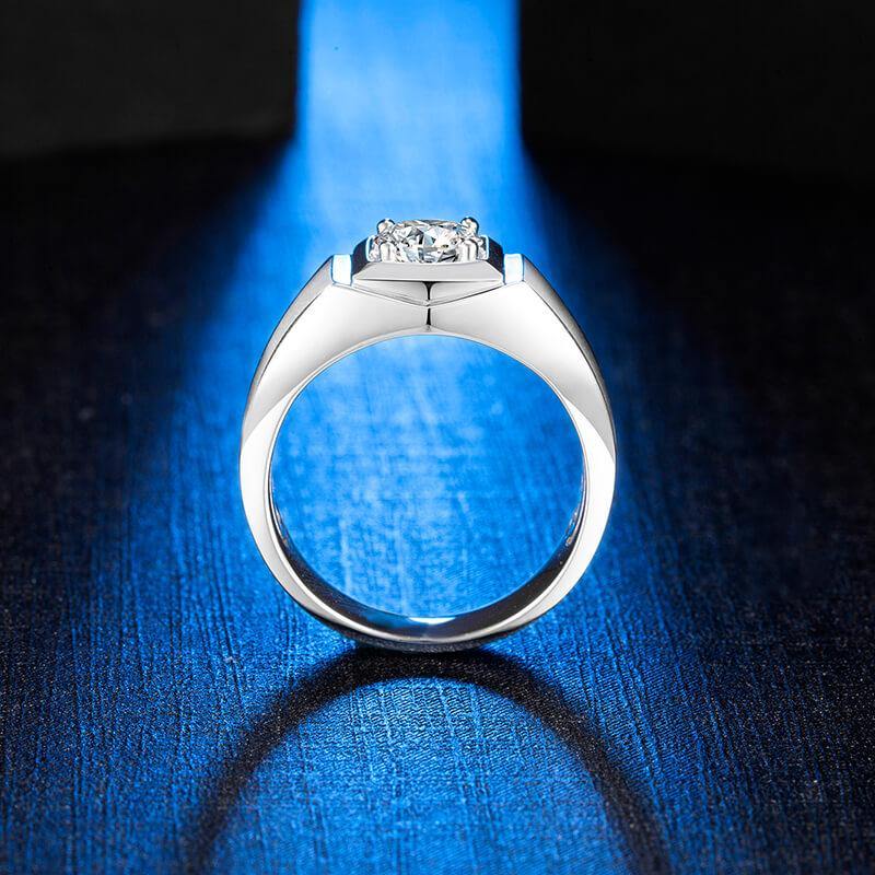 Classic Solitaire Moissanite Sterling Silver Wedding Ring For Men - Image 4