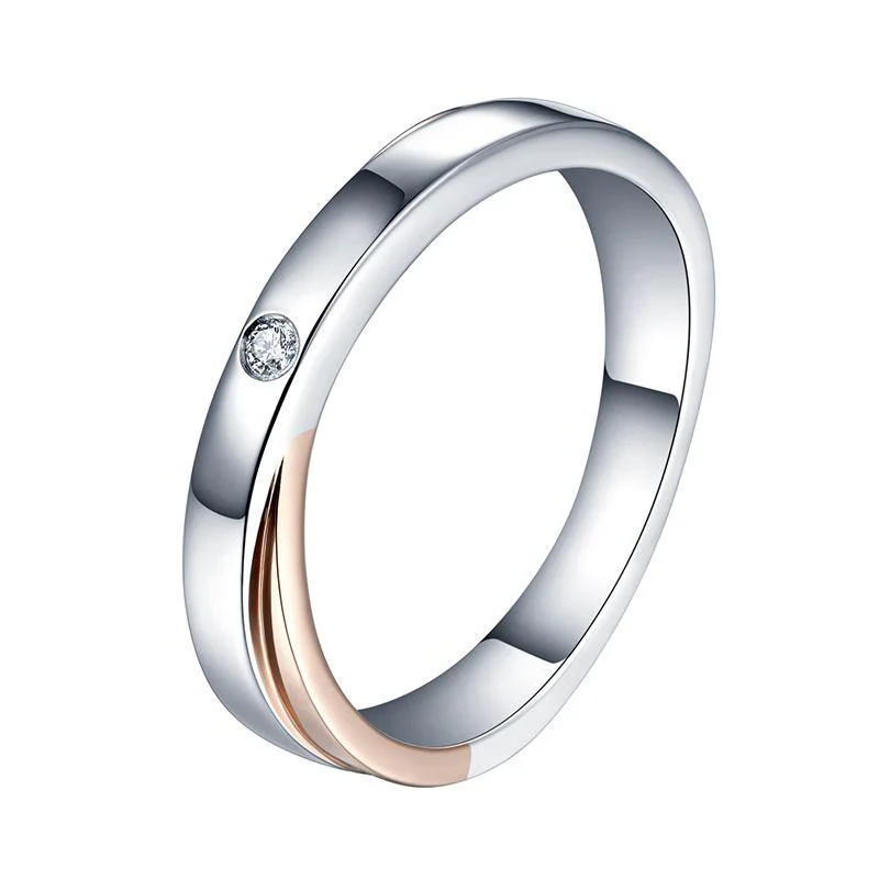 Moissanite Fashion Two Tone Eternity Sterling Silver Wedding Band Ring - Image 4