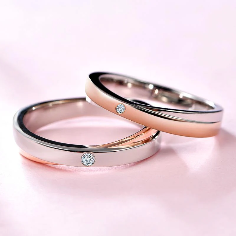 Moissanite Fashion Two Tone Eternity Sterling Silver Wedding Band Ring - Image 6