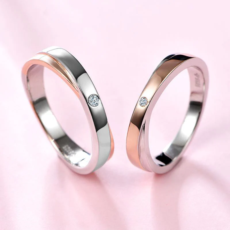 Moissanite Fashion Two Tone Eternity Sterling Silver Wedding Band Ring - Image 7