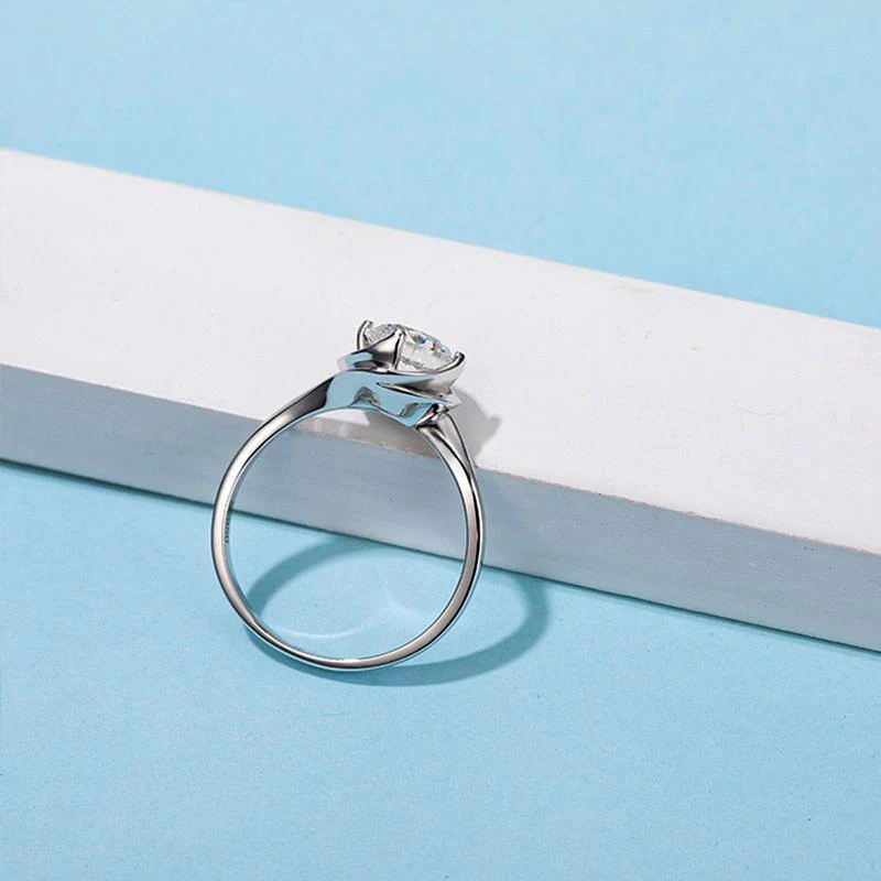 Solitaire Round Moissanite Flower Bud Engagement Ring - Image 5