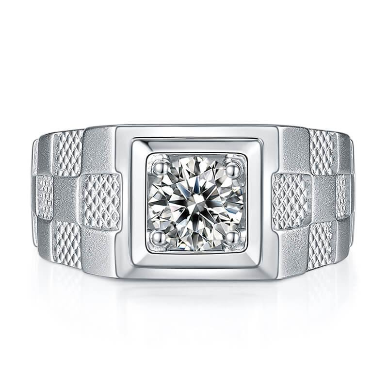Moissanite Four Prong Sterling Silver Wedding Ring For Men - Image 6