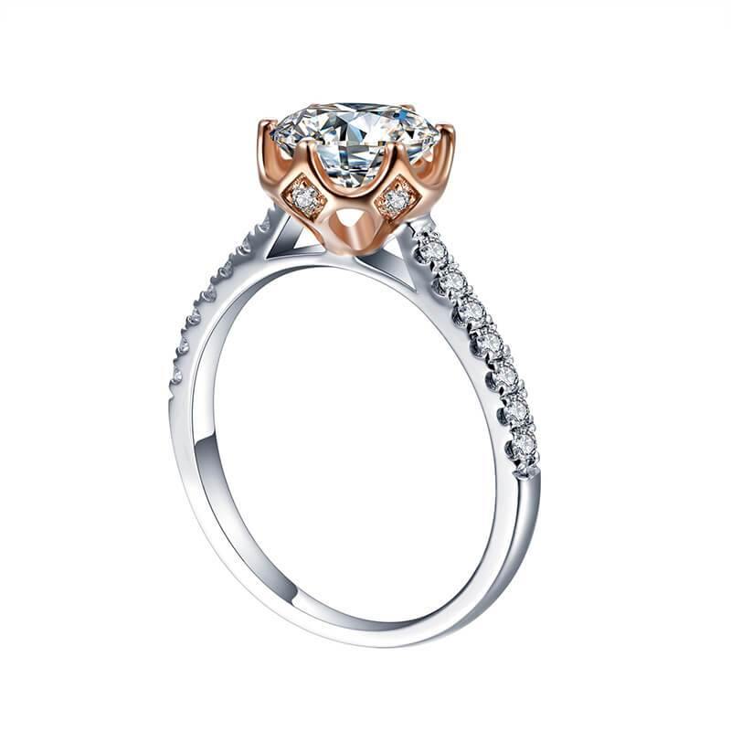 Moissanite Luxury Two Tone Torch Pave Sterling Silver Ring - Image 10