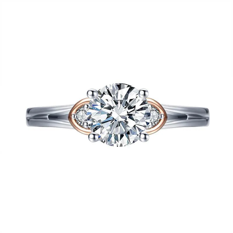 Three Stone Moissanite Two Tone Sterling Silver Ring - Image 8