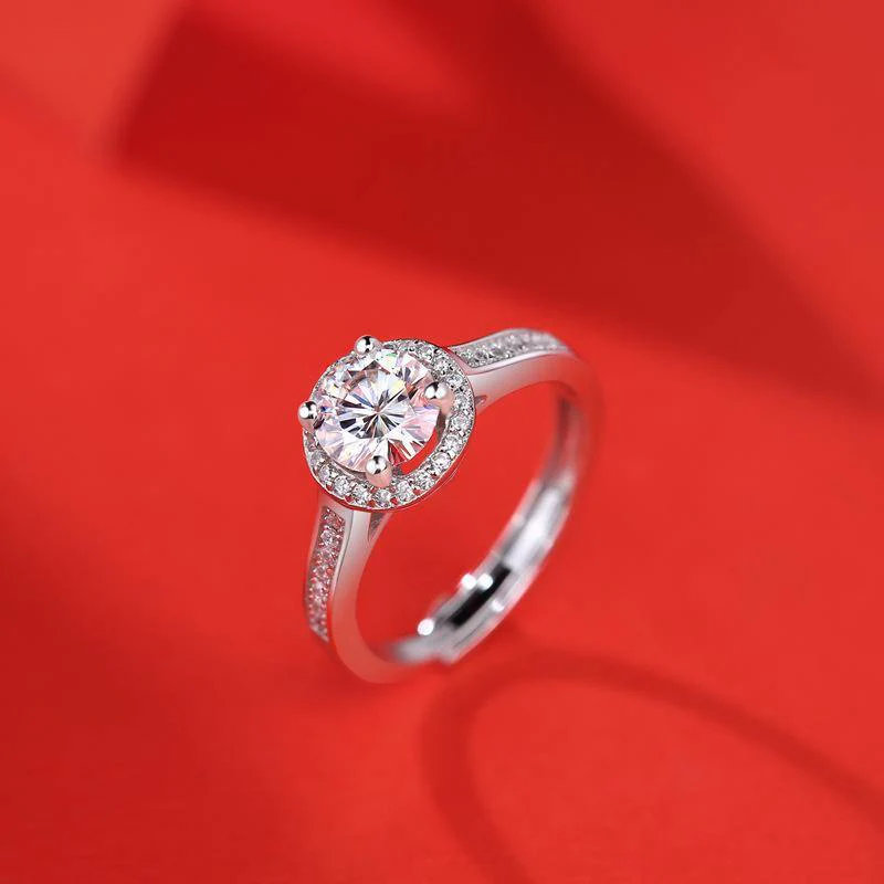 Moissanite Series Sterling Silver Ring For Women ONE SIZE Adjustable - Image 4