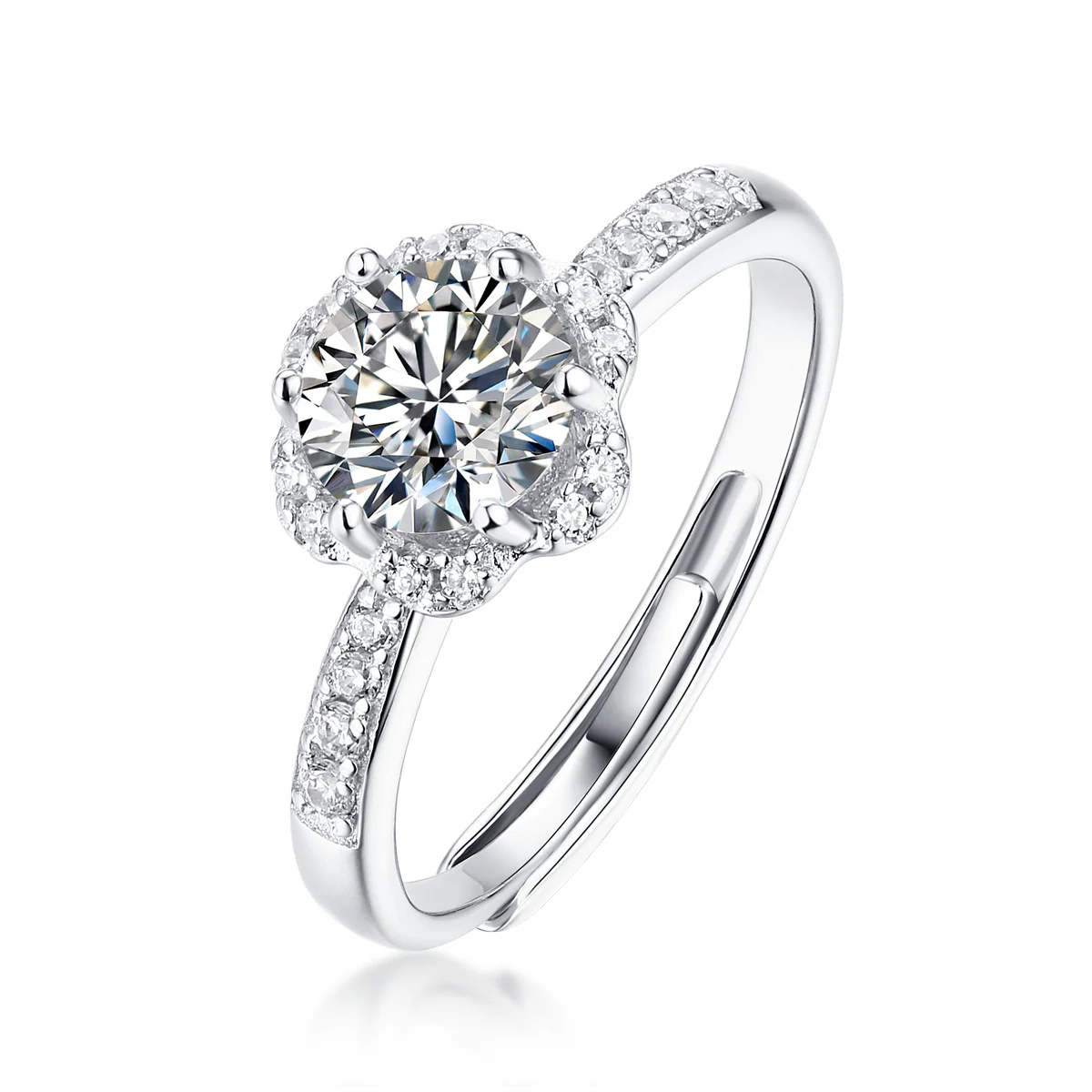 Moissanite Series Sterling Silver Ring For Women ONE SIZE Adjustable - Image 5