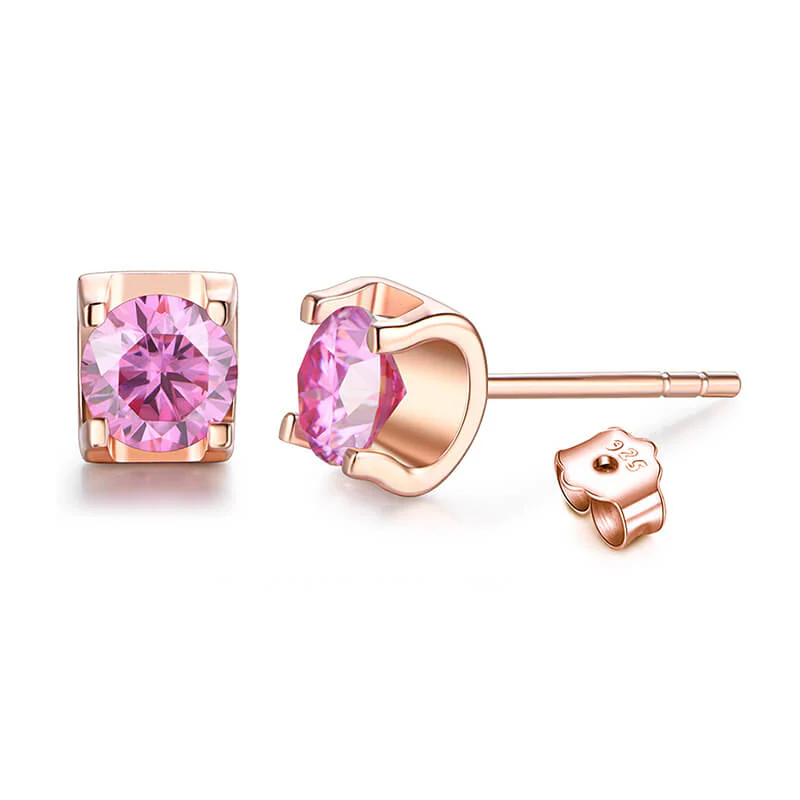 Moissanite Series Sweet Cube Sugar Sterling Silver Stud Earrings - Image 19