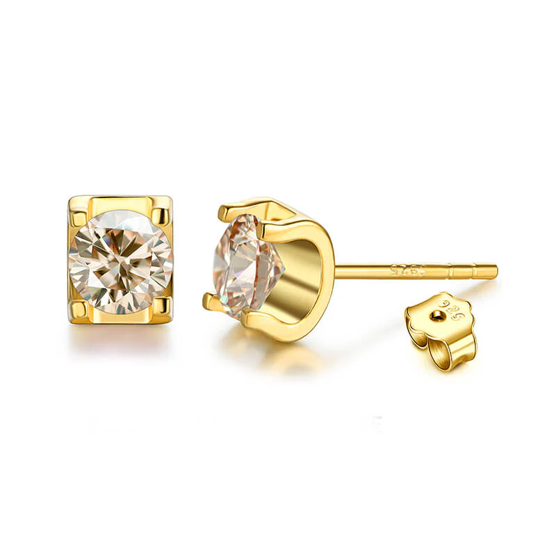 Moissanite Series Sweet Cube Sugar Sterling Silver Stud Earrings - Image 8