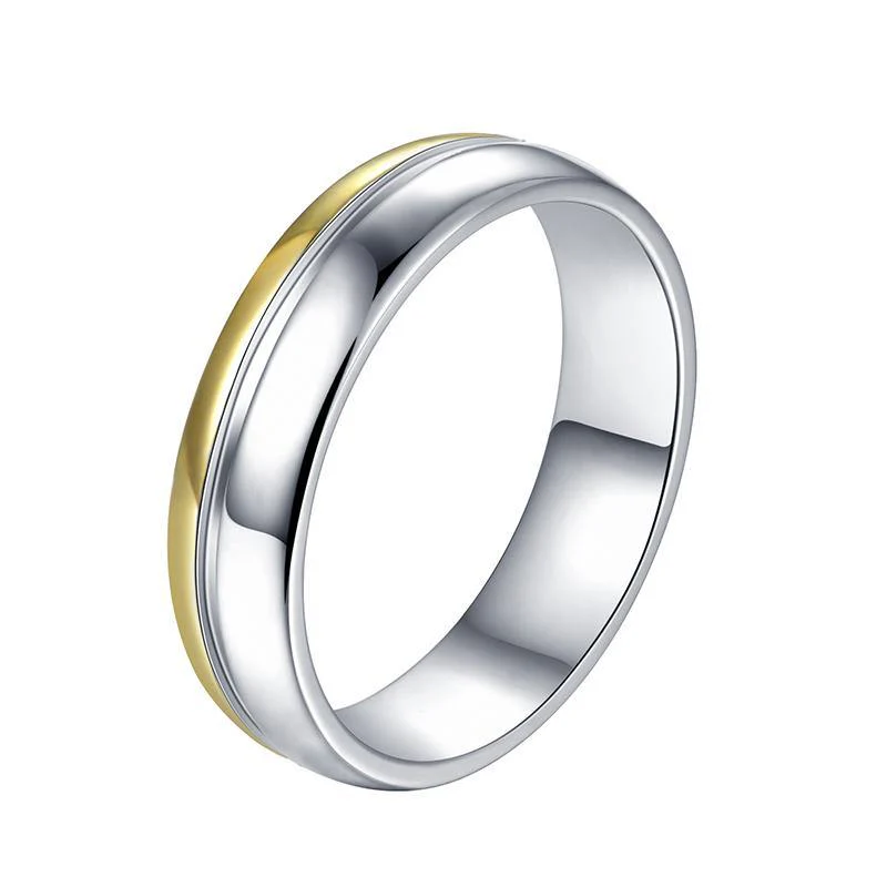 Moissanite Two Tone Eternity Sterling Silver Wedding Band Ring - Image 4