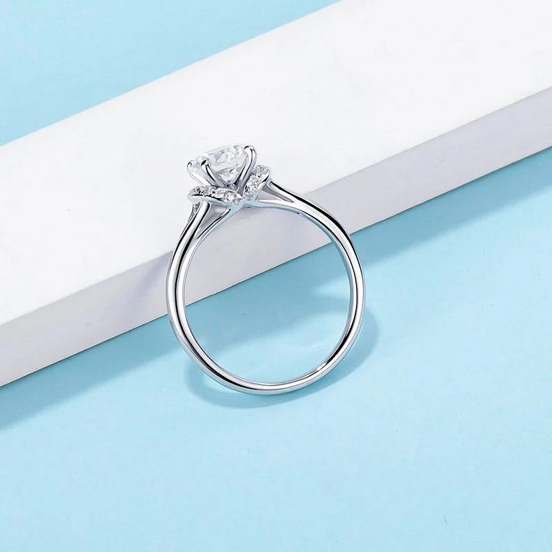 Round Moissanite Beloved Sterling Silver Wedding Ring - Image 4