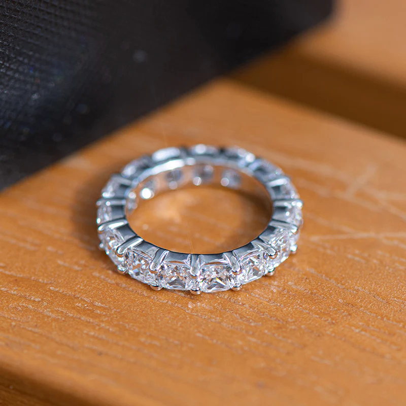 Eternity Stylish Sona Diamond Sterling Silver Wedding Band Ring - Image 8